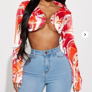 Stylish Women's Red and Orange Top